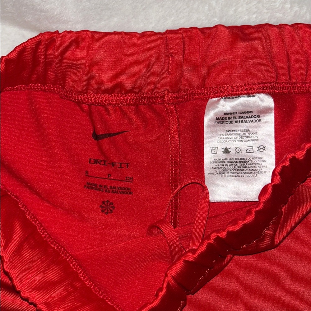 Nike Women's Bright Red Athletic Shorts with White Swoosh - Picture 2 of 4